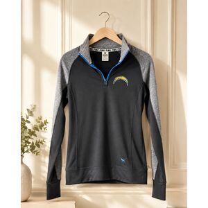 Victoria’s Secret PINK NFL Chargers Quarter Zip Pullover Women’s XS Black Gray
